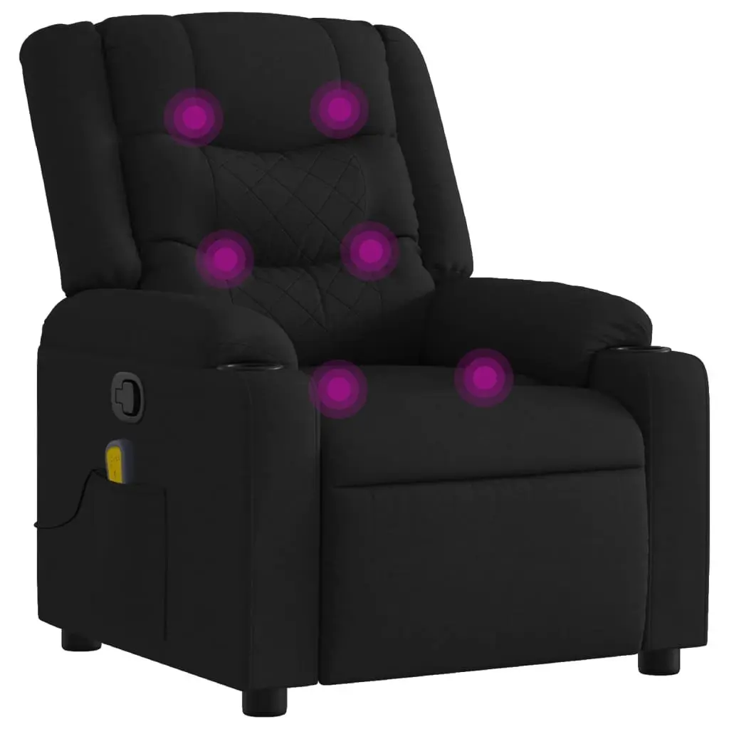 Massage Recliner Chair for Home Black Fabric Manual Recline 135 Degree