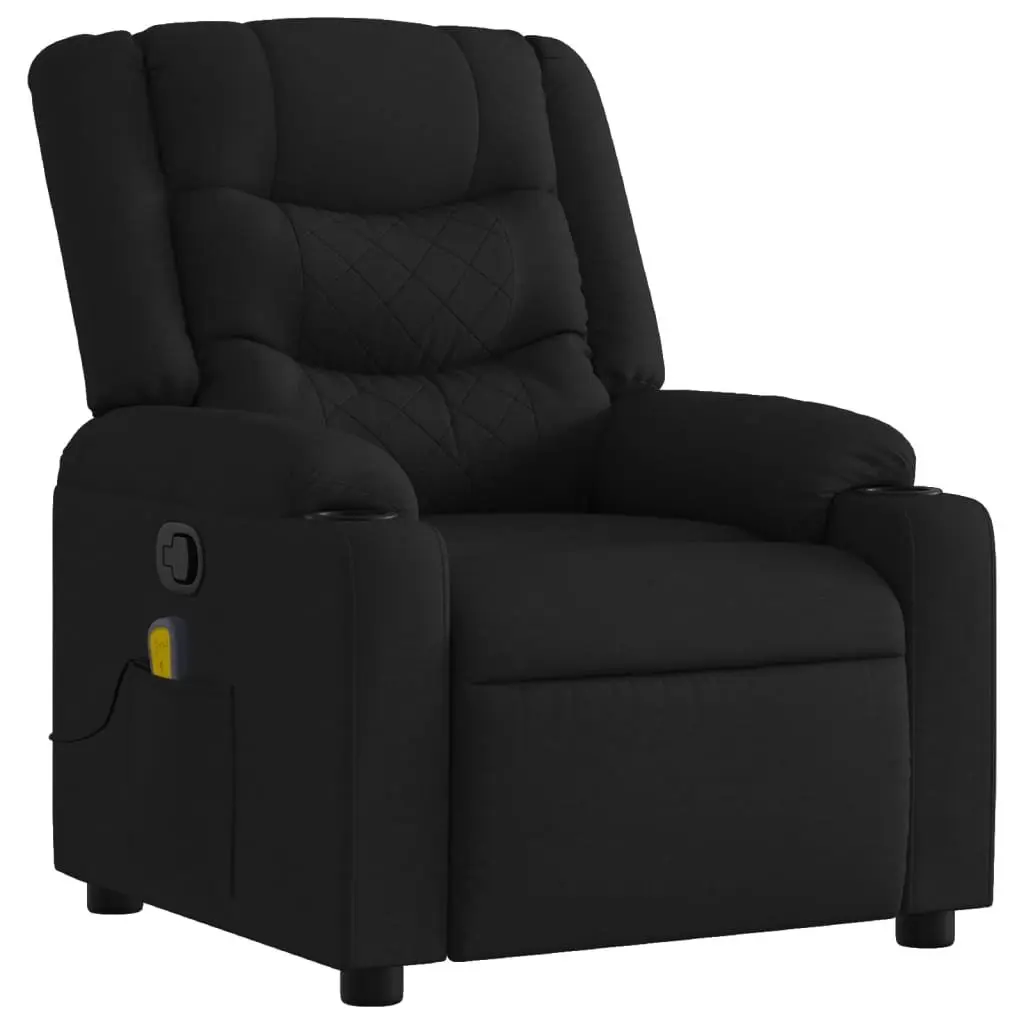 Massage Recliner Chair for Home Black Fabric Manual Recline 135 Degree