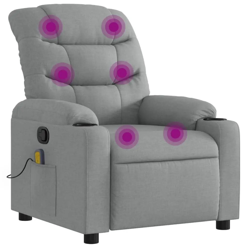 Massage Recliner Chair Living Room Grey Fabric Manual Reclining 135 Degrees