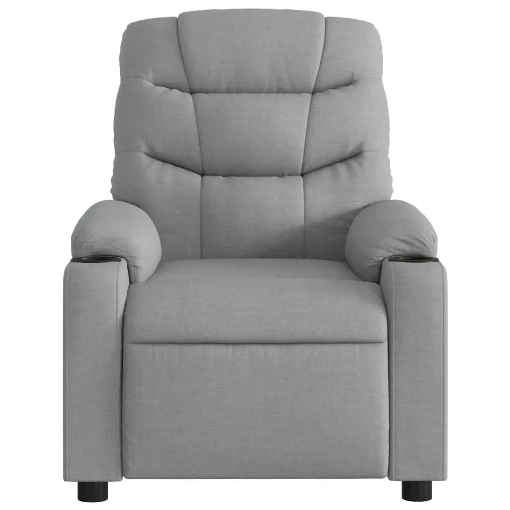 Massage Recliner Chair Living Room Grey Fabric Manual Reclining 135 Degrees