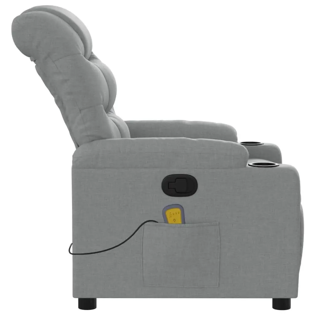 Massage Recliner Chair Living Room Grey Fabric Manual Reclining 135 Degrees