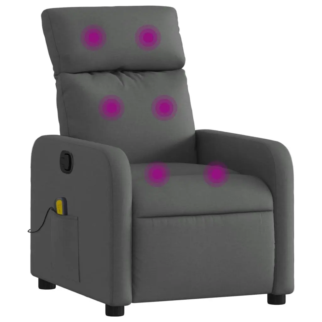 Massage Recliner Chair for Living Room Dark Grey Fabric Manual Recline