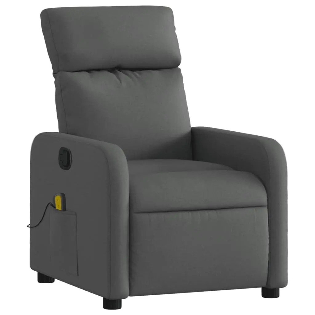Massage Recliner Chair for Living Room Dark Grey Fabric Manual Recline