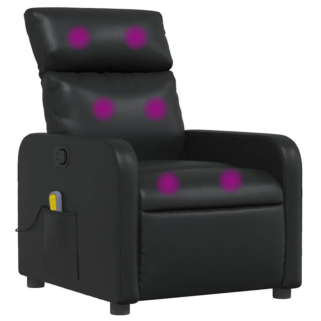 Massage Recliner Chair for Living Room Black Faux Leather Manual Reclining 135 Degrees