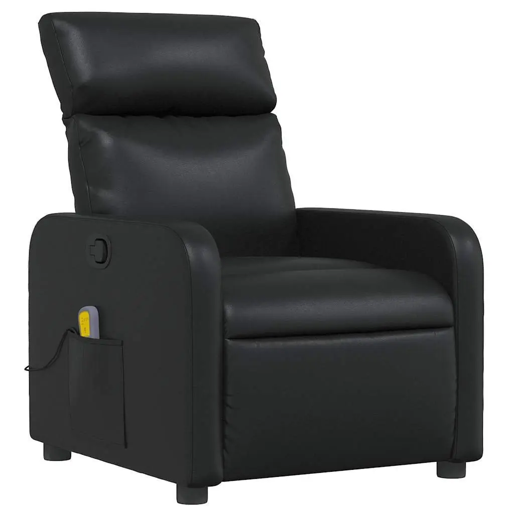 Massage Recliner Chair for Living Room Black Faux Leather Manual Reclining 135 Degrees