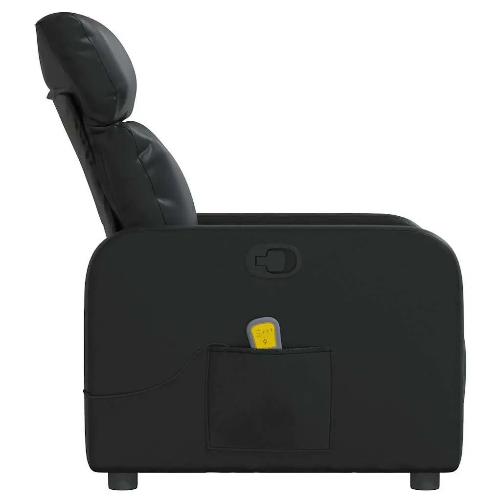 Massage Recliner Chair for Living Room Black Faux Leather Manual Reclining 135 Degrees