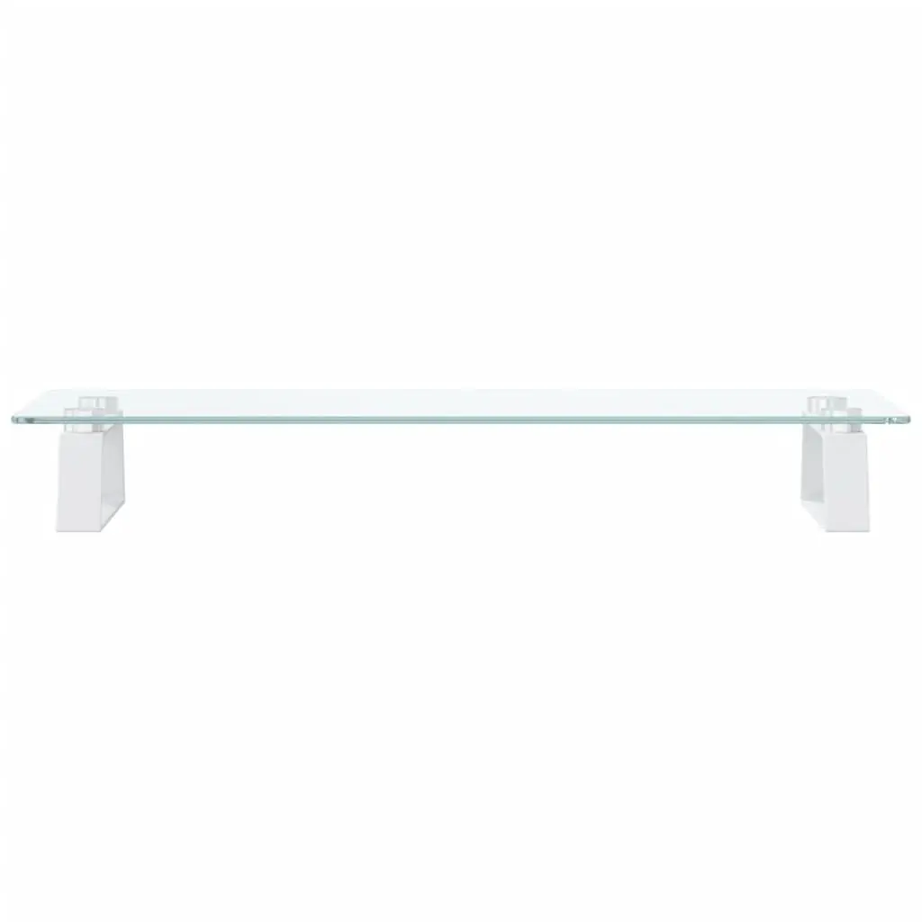 Monitor Stand White Tempered Glass Metal Computer Riser Desk Organiser Storage