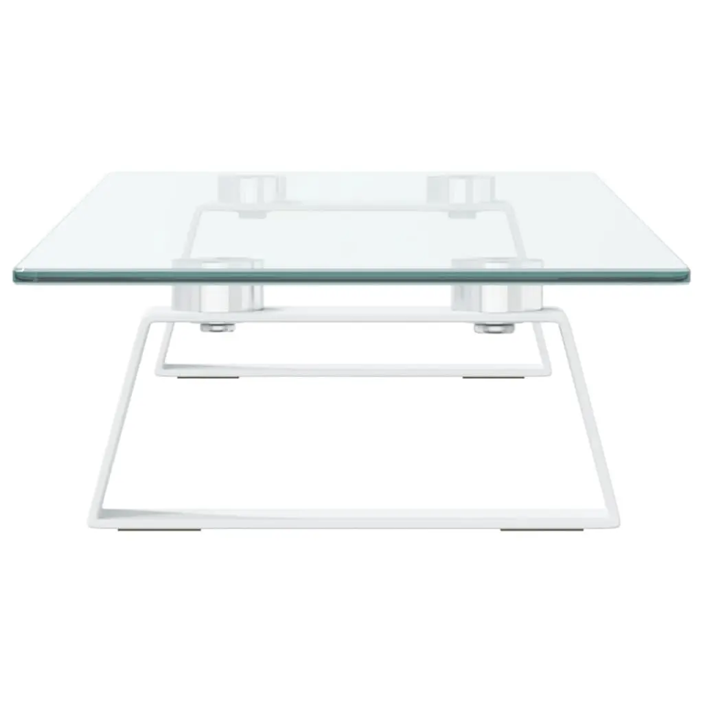 Monitor Stand White Tempered Glass Metal Computer Riser Desk Organiser Storage