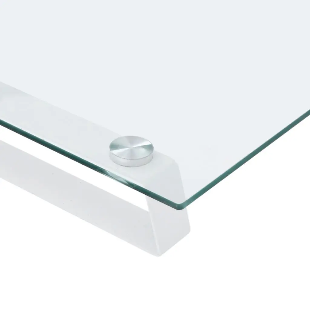 Monitor Stand White Tempered Glass Metal Computer Riser Desk Organiser Storage