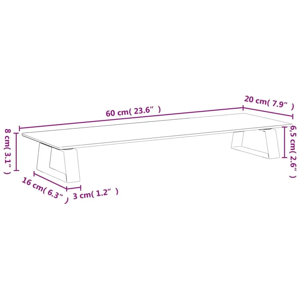 Monitor Stand White Tempered Glass Metal Computer Riser Desk Organiser Storage