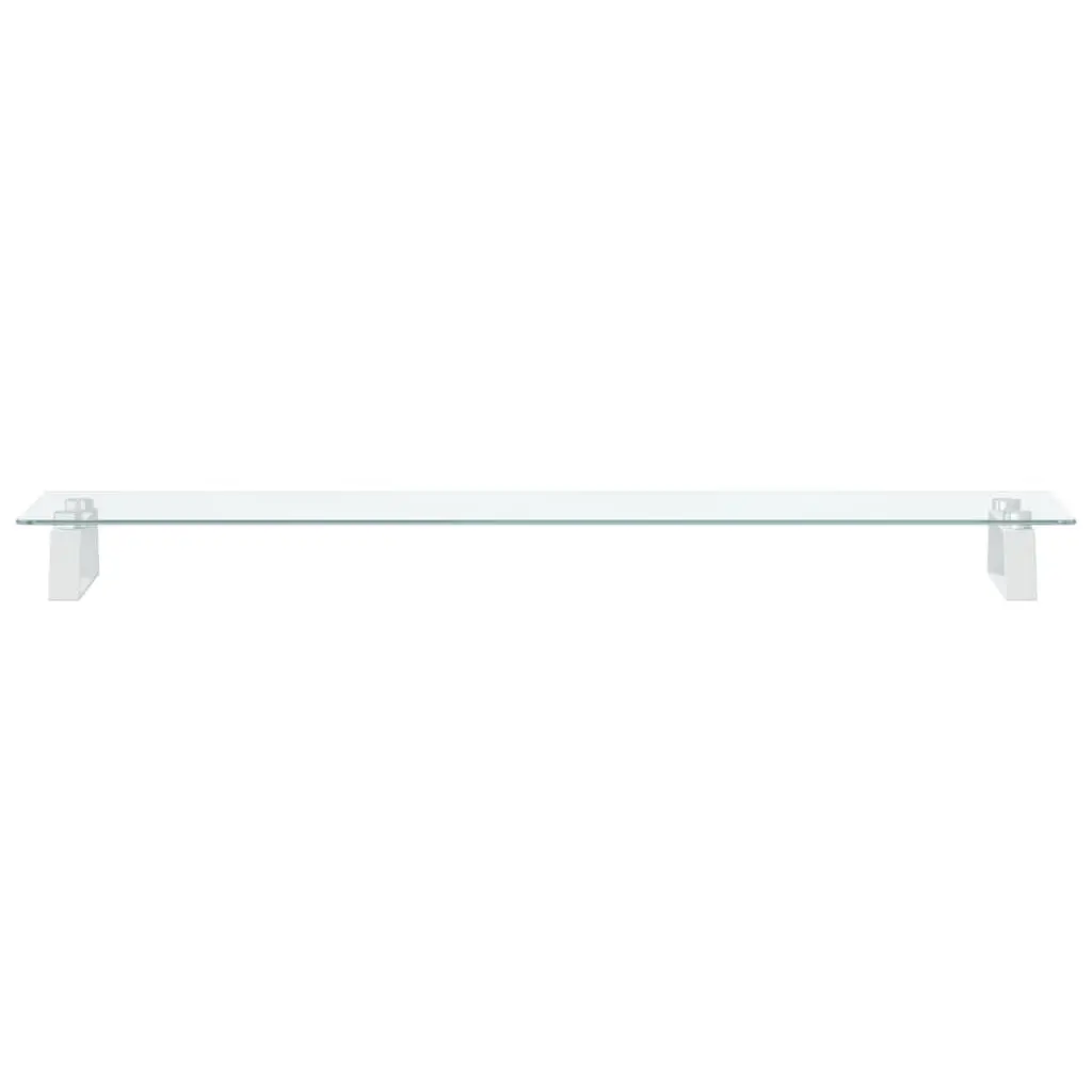 Monitor Stand White Tempered Glass Metal Computer Riser Desk Organiser 100 x 20 x 8 cm