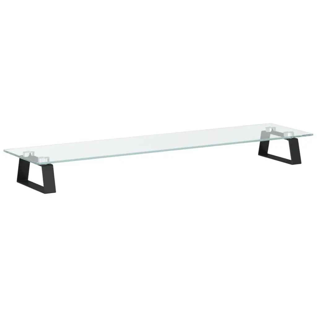 Monitor Stand Black Tempered Glass Metal Computer Riser Desk Organiser Storage