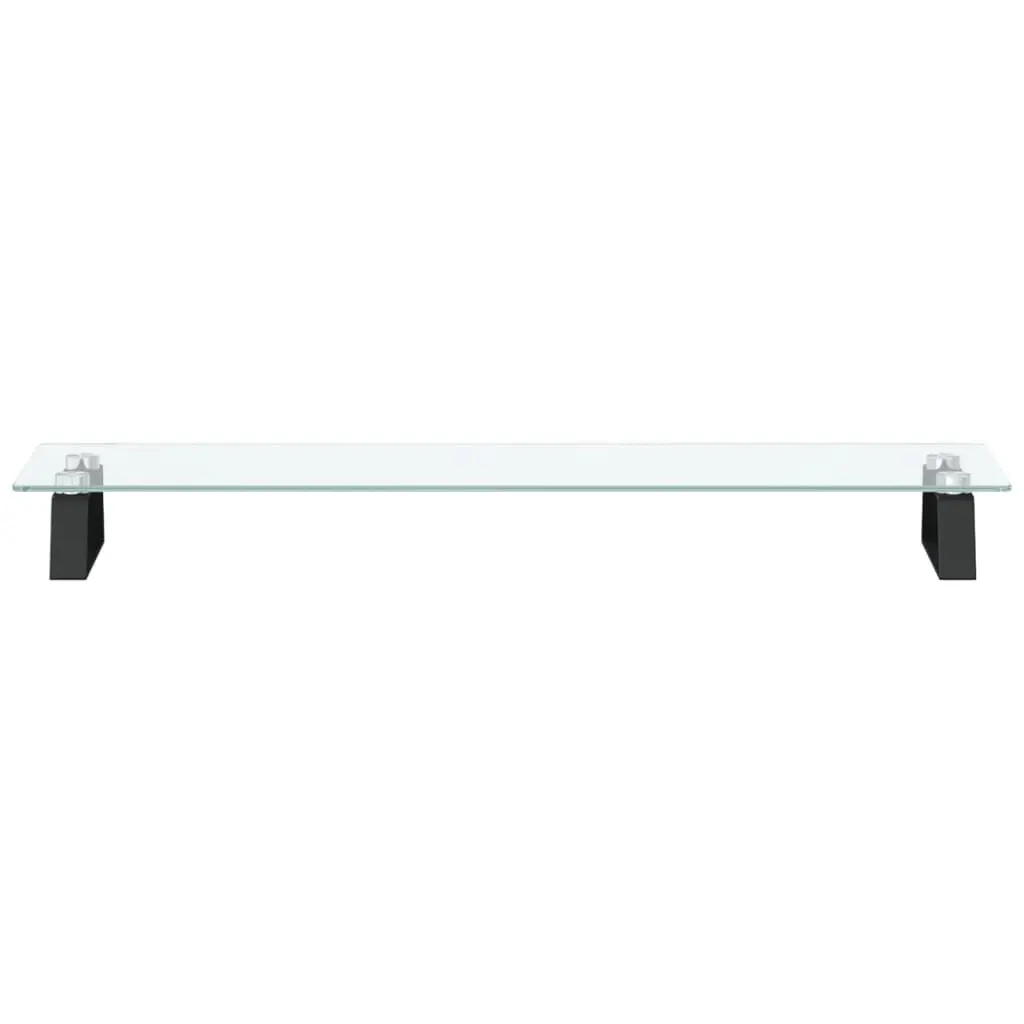 Monitor Stand Black Tempered Glass Metal Computer Riser Desk Organiser Storage