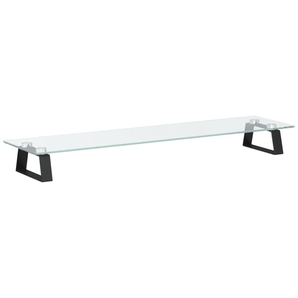 Monitor Stand Black Tempered Glass Metal Computer Riser Desk Organiser Storage