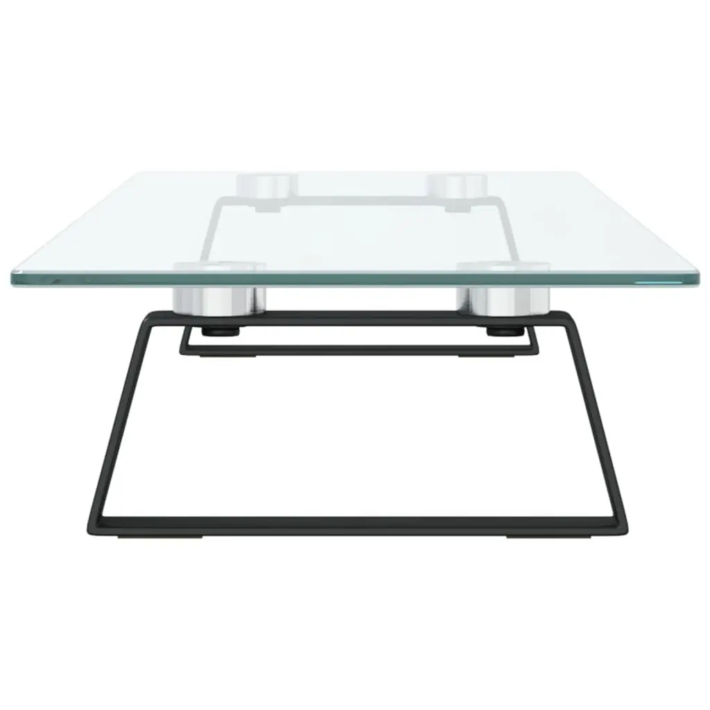 Monitor Stand Black Tempered Glass Metal Computer Riser Desk Organiser Storage