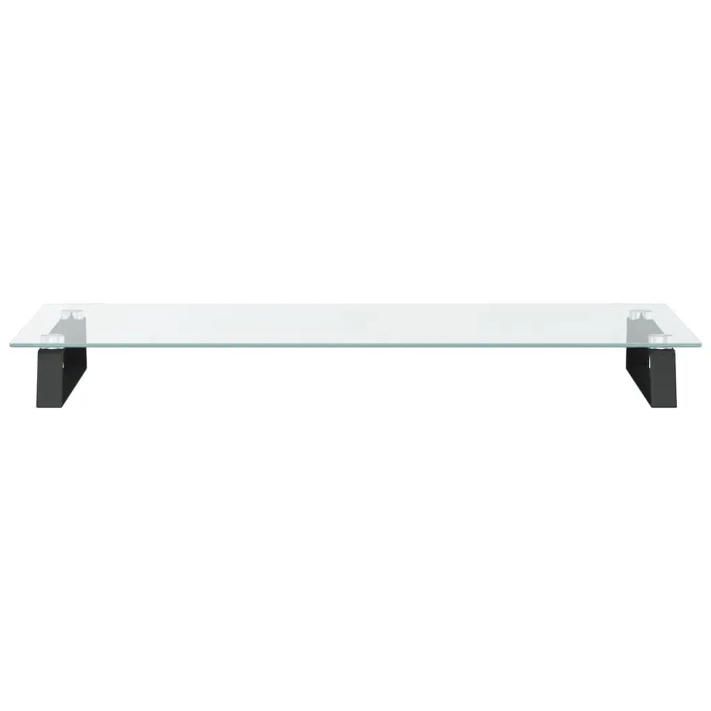 Monitor Stand Black Tempered Glass Metal Computer Desk Riser Organiser Storage