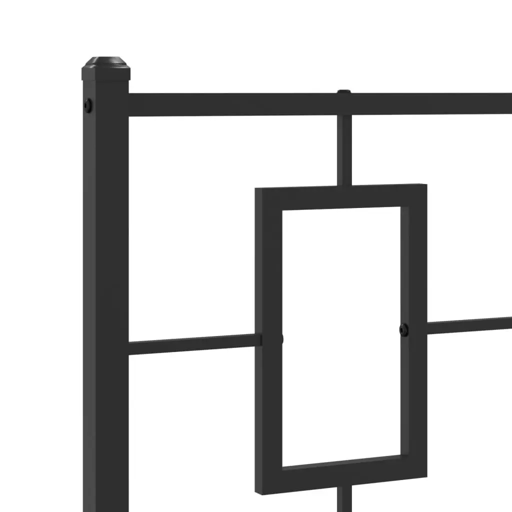 Metal Bed Frame for Bedroom 90x190 cm with Headboard Black Steel