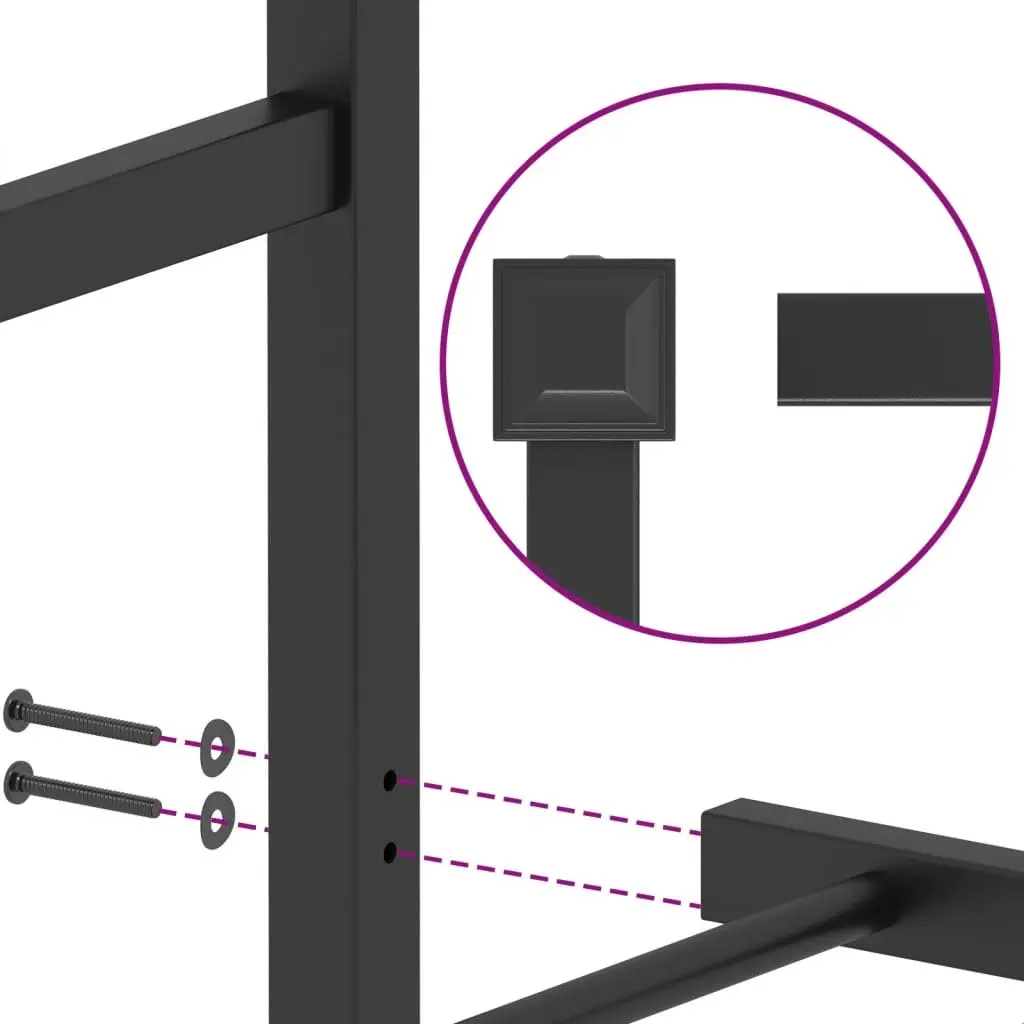 Metal Bed Frame for Bedroom 90x190 cm with Headboard Black Steel
