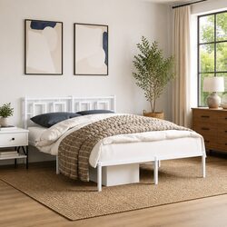 Metal Bed Frame Specifications: 135x190 cm with Headboard