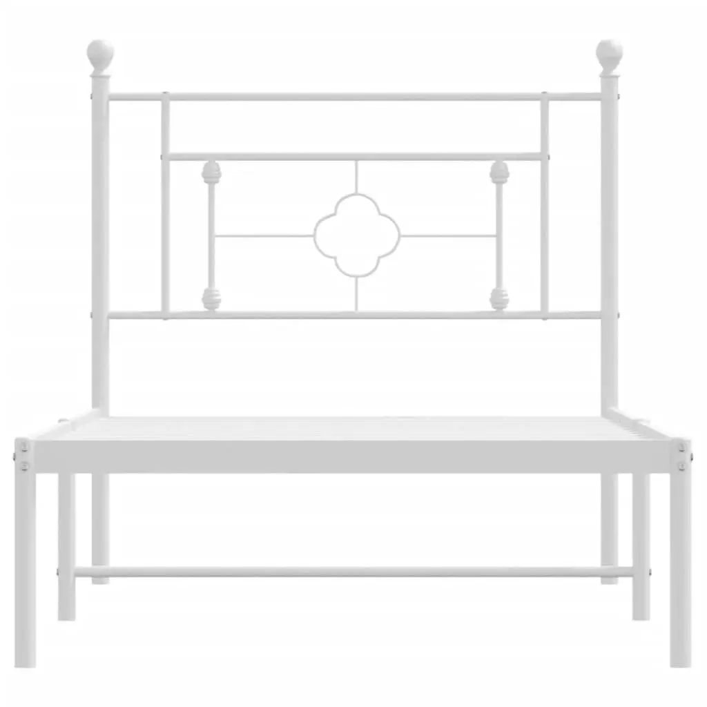 Metal Bed Frame with Headboard White 90x190 cm Bedroom Furniture Storage Space