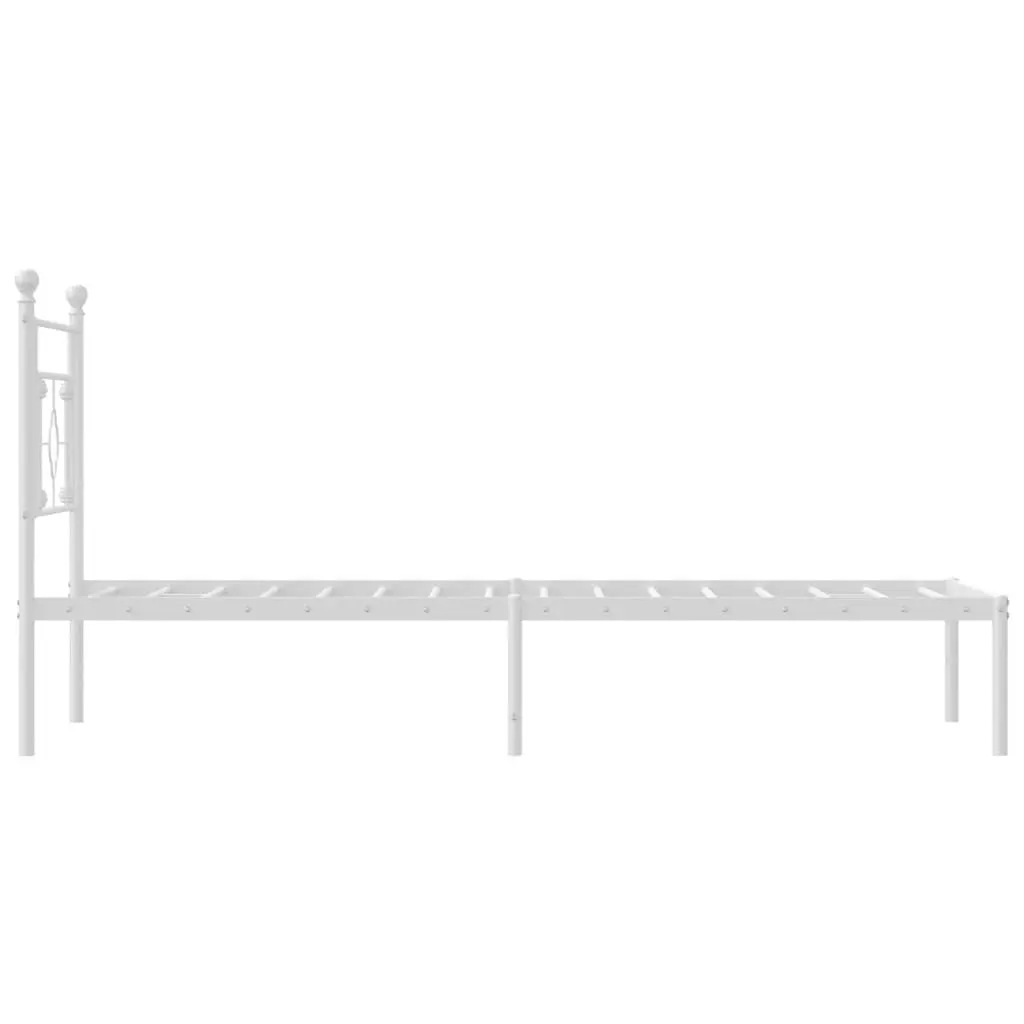 Metal Bed Frame with Headboard White 90x190 cm Bedroom Furniture Storage Space
