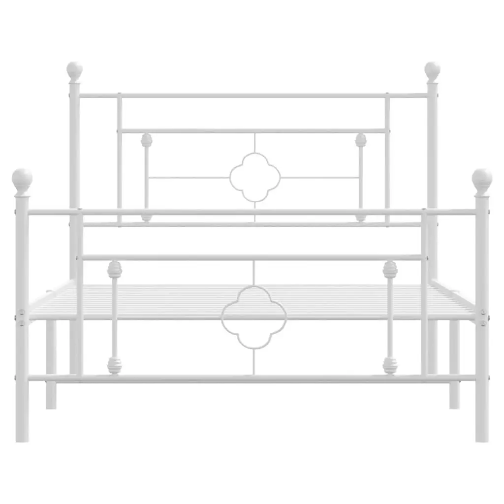 Metal Bed Frame King Single 107x203 cm White Footboard Storage Bedroom Furniture