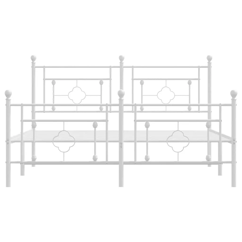 Metal Bed Frame 150x200cm White with Slatted Base