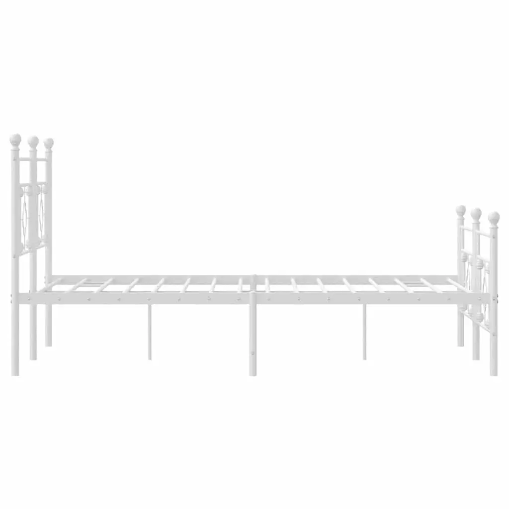 Metal Bed Frame 150x200cm White with Slatted Base
