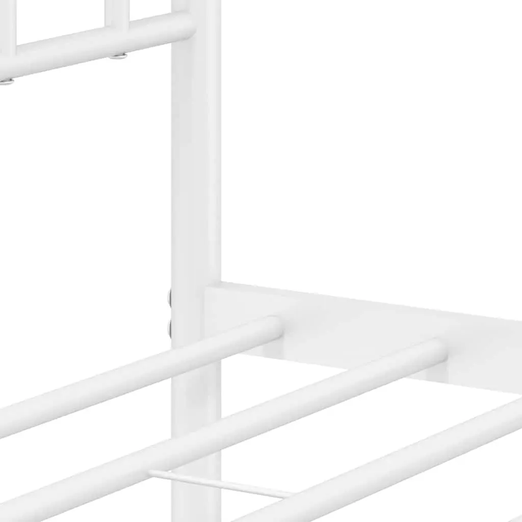 Metal Bed Frame 150x200cm White with Slatted Base