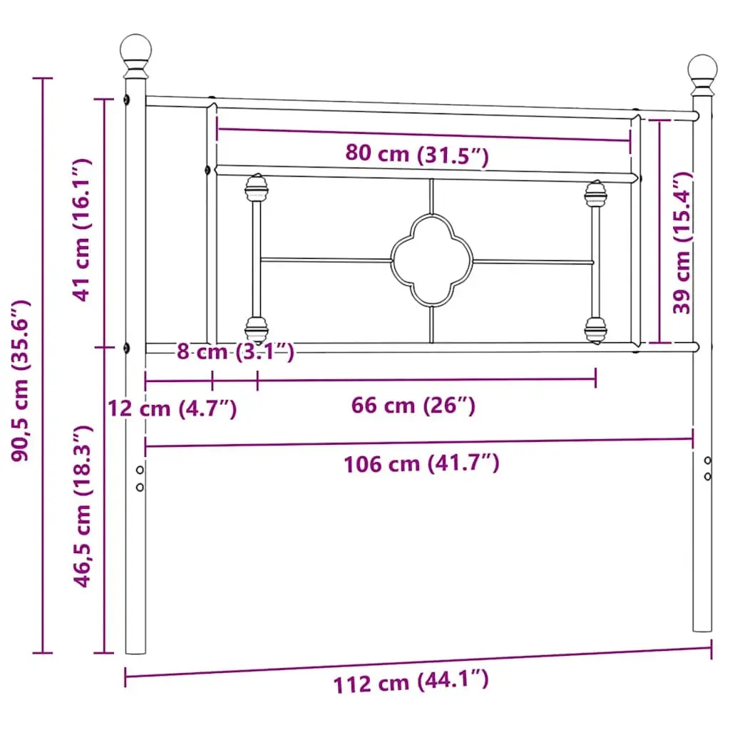Metal Headboard Bedroom Use 107cm