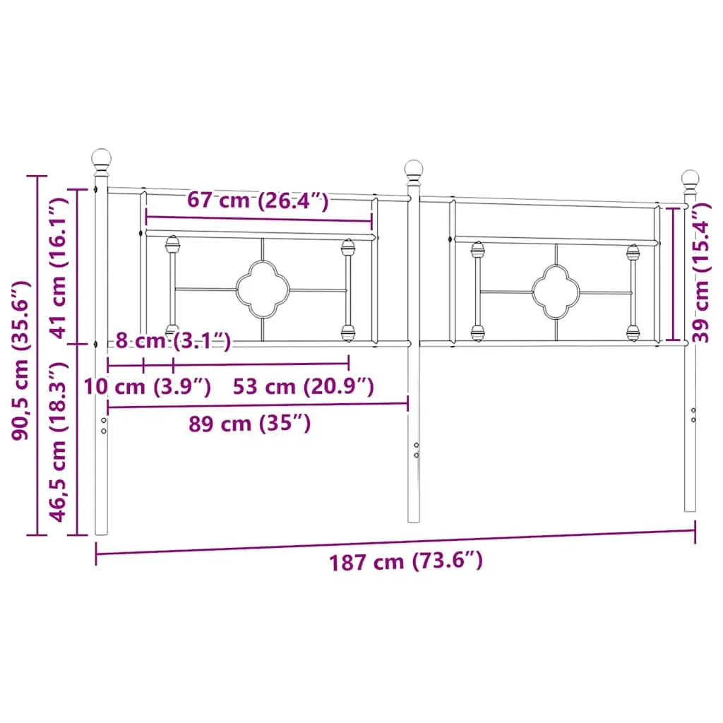 Metal Headboard White 180cm Sturdy Steel Construction for Bedroom Furniture