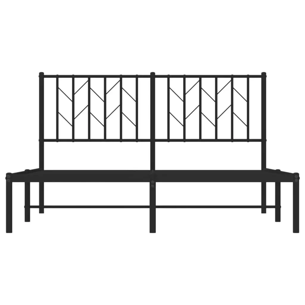 Metal Bed Frame with Headboard and Storage 135x190 cm Black Bedroom Furniture