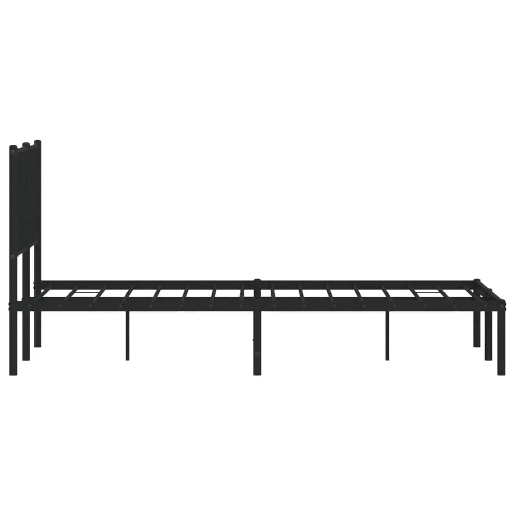 Metal Bed Frame with Headboard and Storage 135x190 cm Black Bedroom Furniture