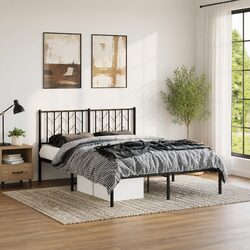 Metal Bed Frame Dimensions 150x200 cm Black with Headboard