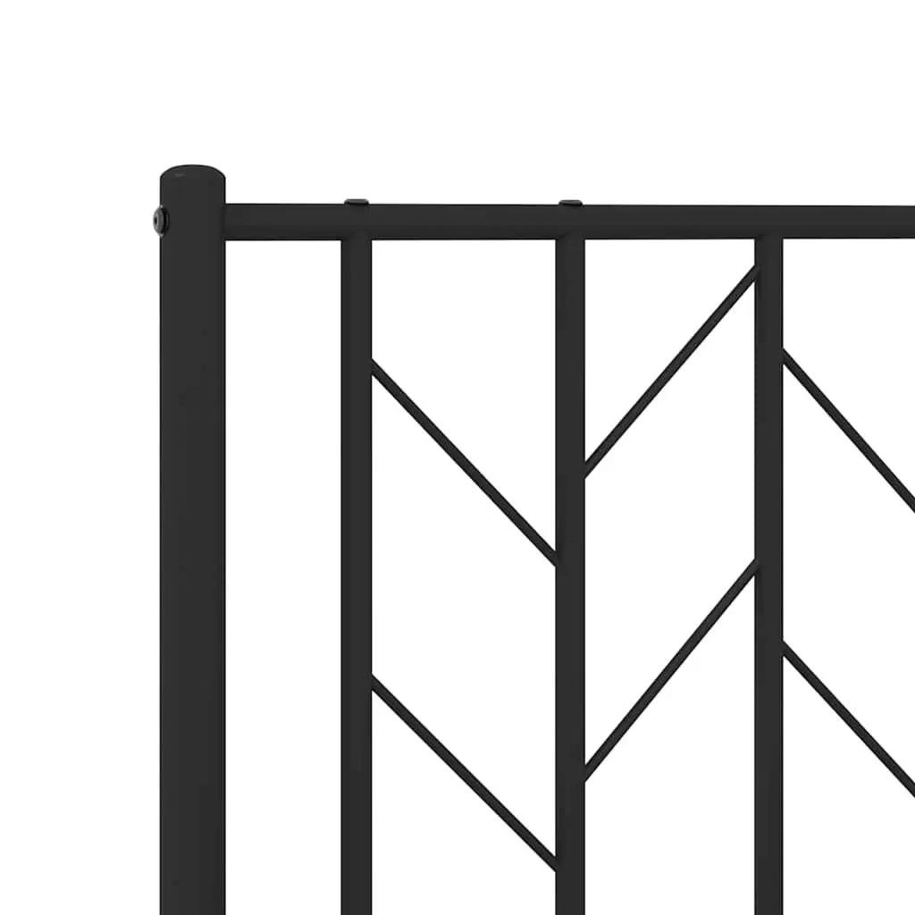 Metal Bed Frame 150x200 cm with Headboard Black Bedroom Furniture