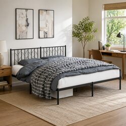 King Size Metal Bed Frame 183x203cm with Black Finish