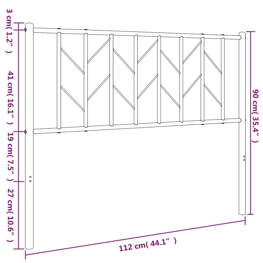 Metal Bed Headboard Black 107 cm Bedroom Bed Head Board with Legs