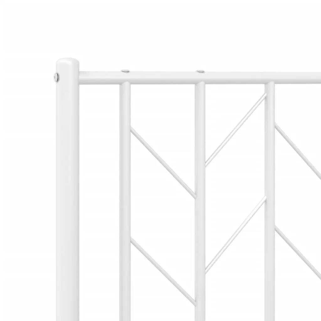 Metal Bed Frame with Headboard 107x203 cm White Steel