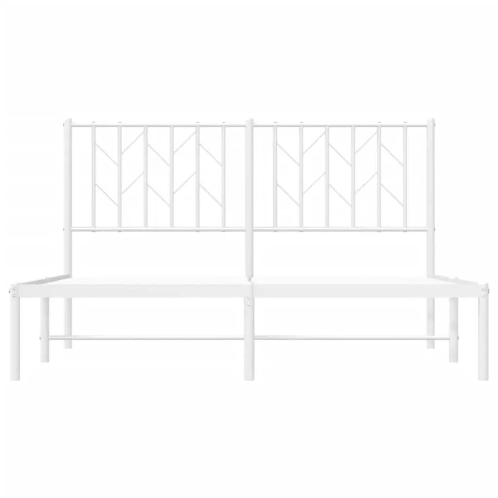 Metal Bed Frame Bedroom 135x190 cm White Slatted Base