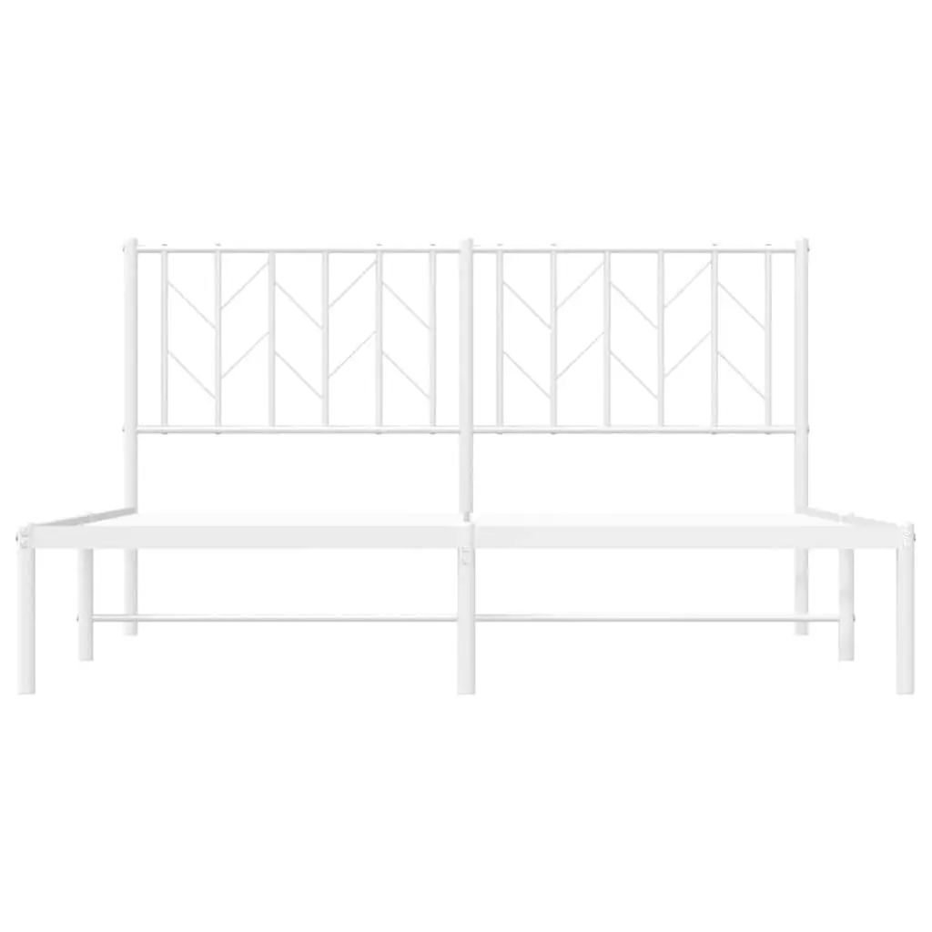 Metal Bed Frame 150x200 cm with Headboard and Slatted Base