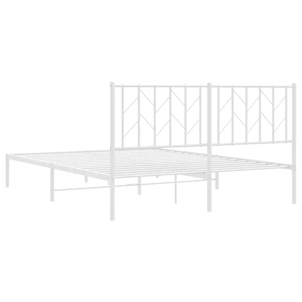 Metal Bed Frame 150x200 cm with Headboard and Slatted Base