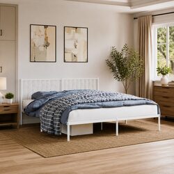 King Metal Bed Frame 183x203cm with Steel Slats