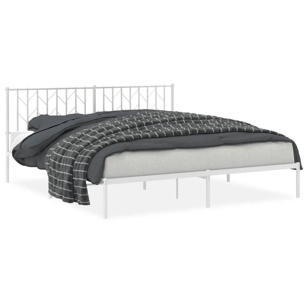 King Metal Bed Frame 183x203cm with Steel Slats