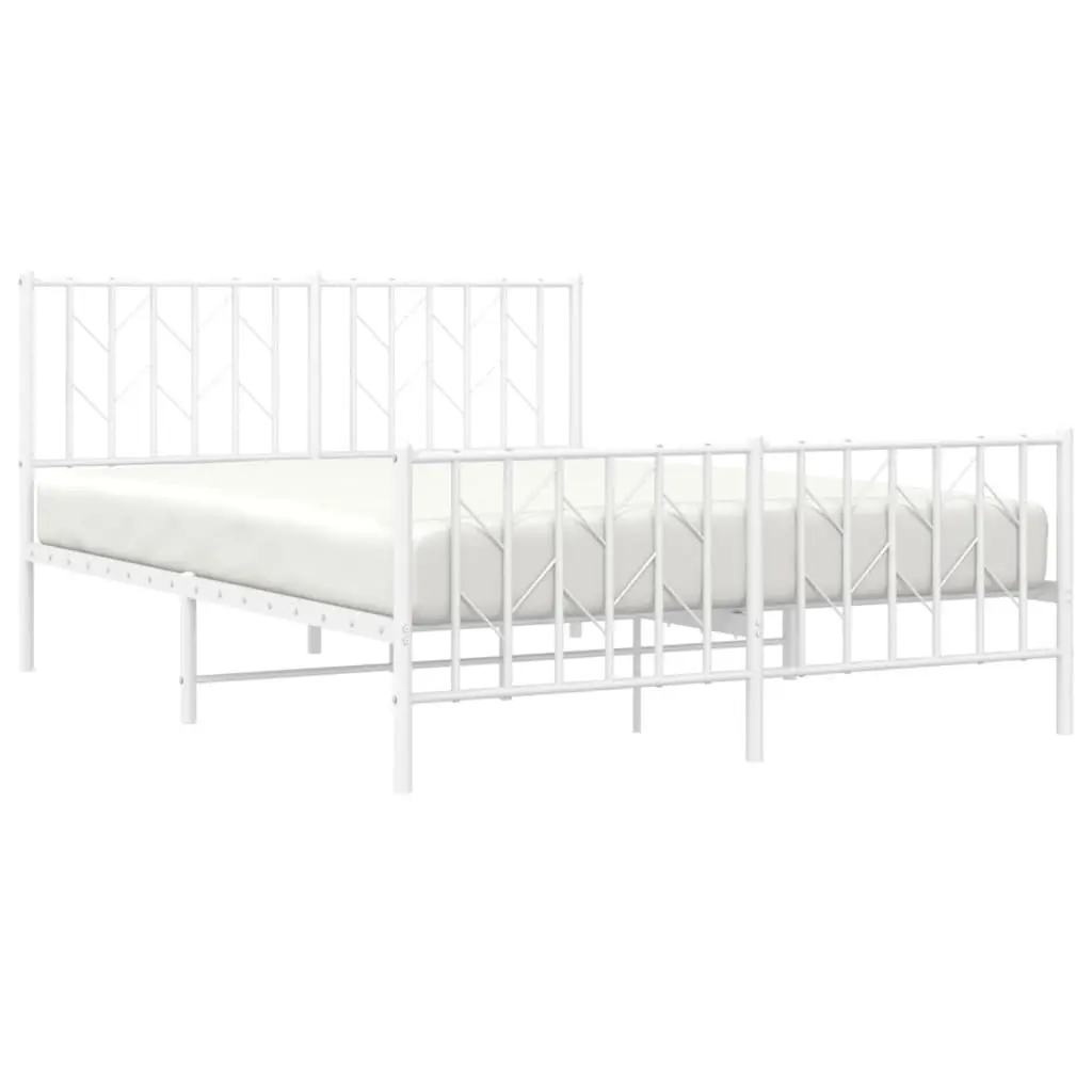 Metal Bed Frame for Bedroom 135x190 cm White Steel
