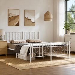 White Metal Bed Frame 150x200 cm — Specifications and Features