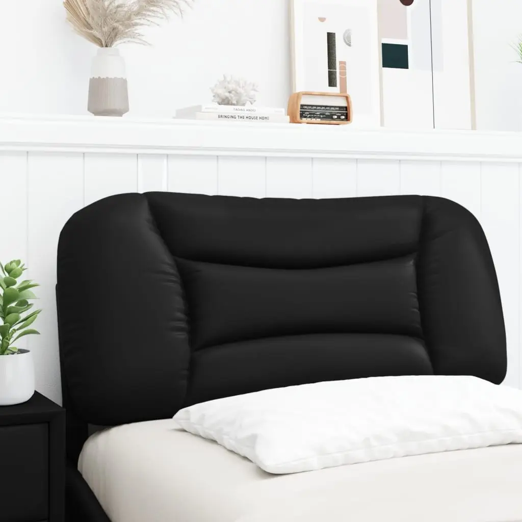 Upholstered Headboard Cushion for Bedroom 90cm Soft Faux Leather Black Wall Mount Support Pillow