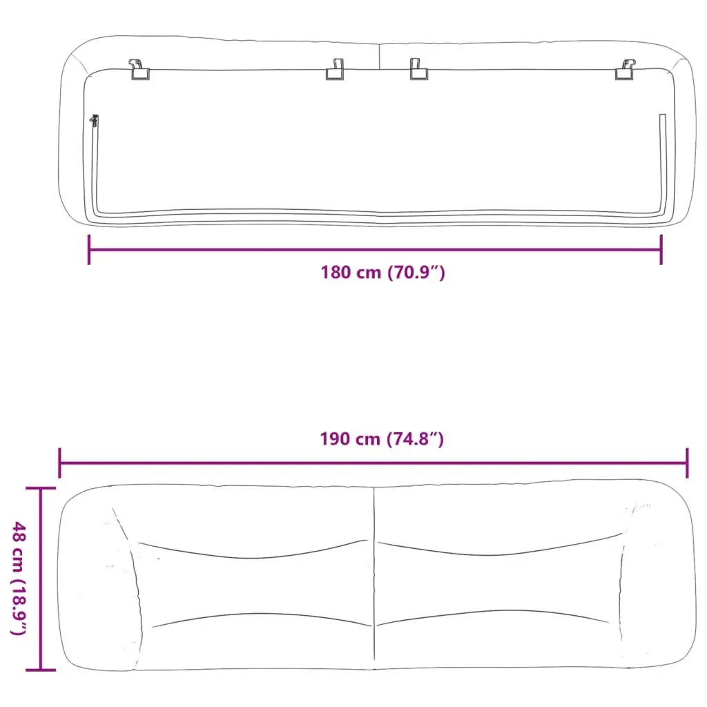 Black Faux Leather Headboard Cushion 180cm