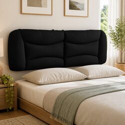 Black Upholstered Wall-Mounted Queen Headboard Cushion 152cm