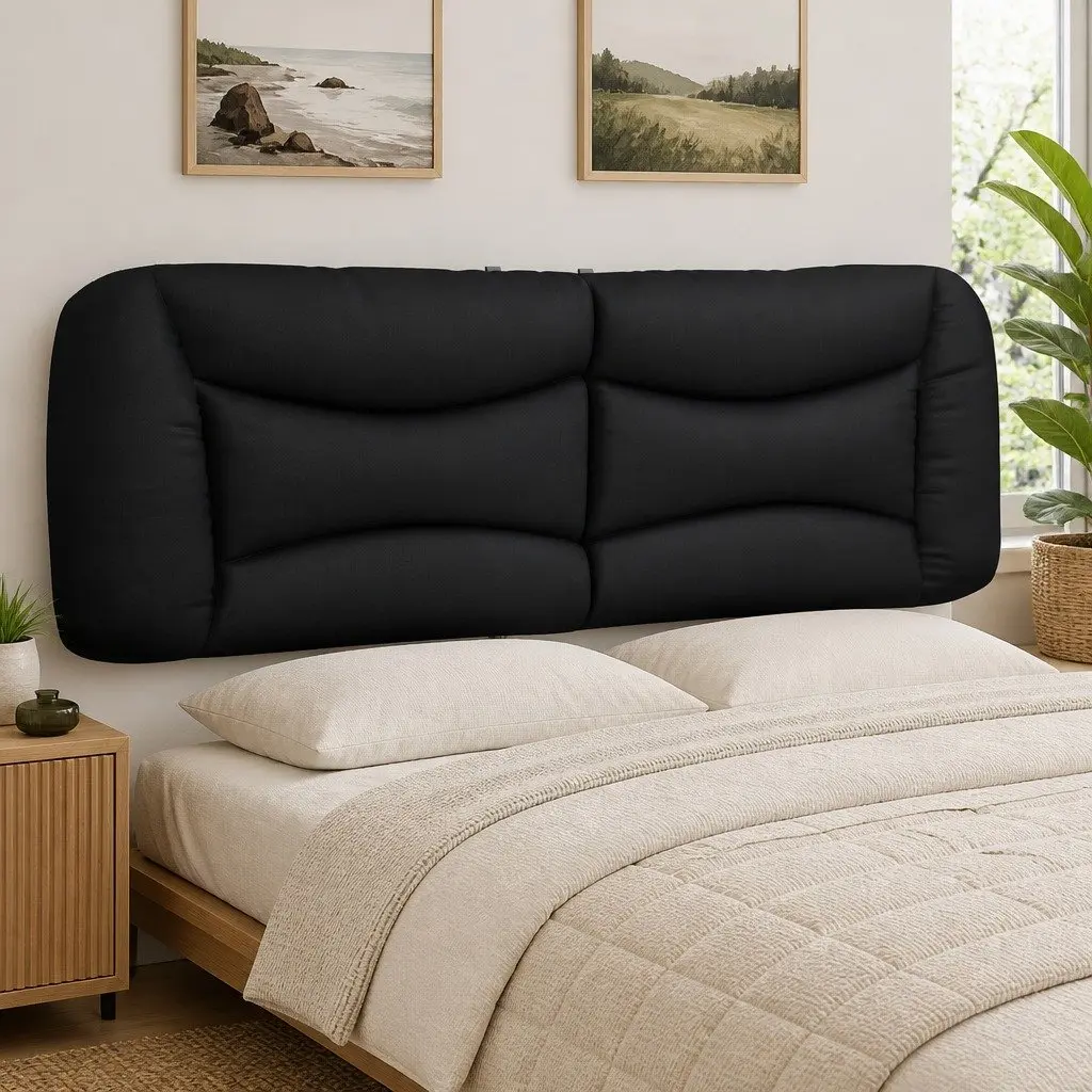 Headboard Cushion Wall Mount Black Faux Leather 152cm Bedroom