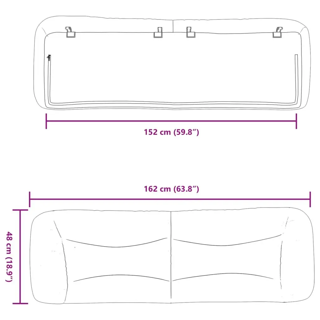 Headboard Cushion Wall Mount Black Faux Leather 152cm Bedroom